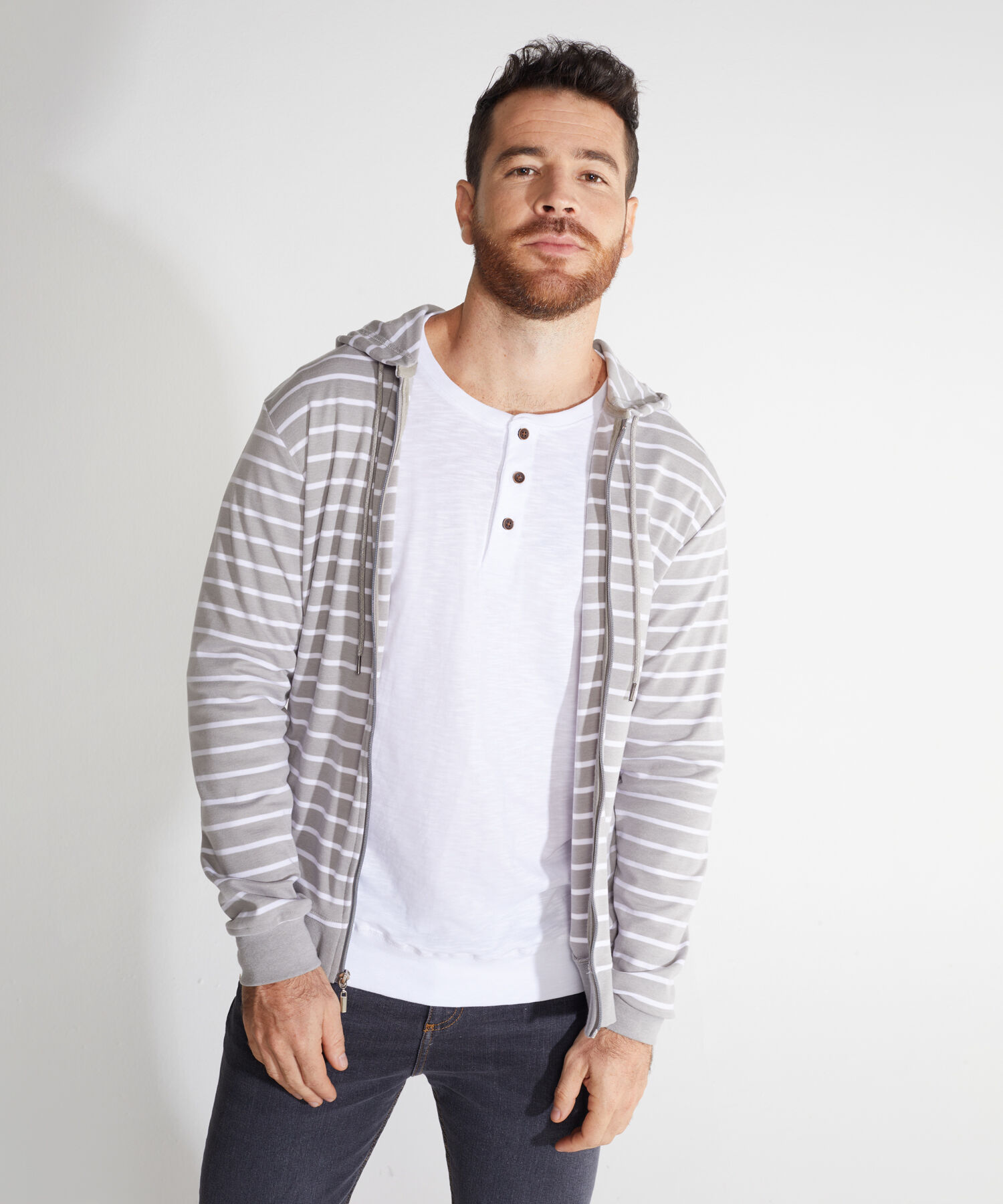 Buzo Zipper Preteñido Con Capota Y Cordón Ajustable