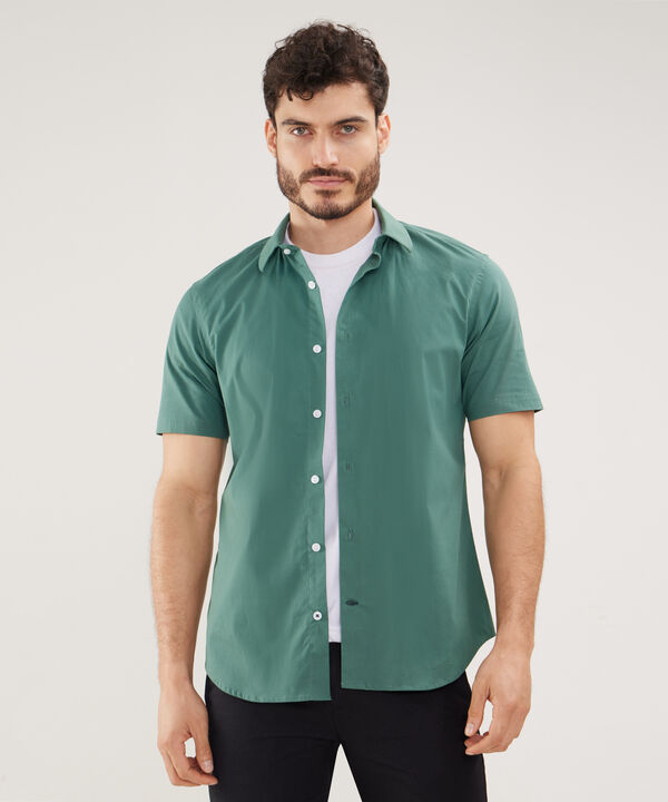 Camisa Manga Corta con Cuello Camisero Blanco