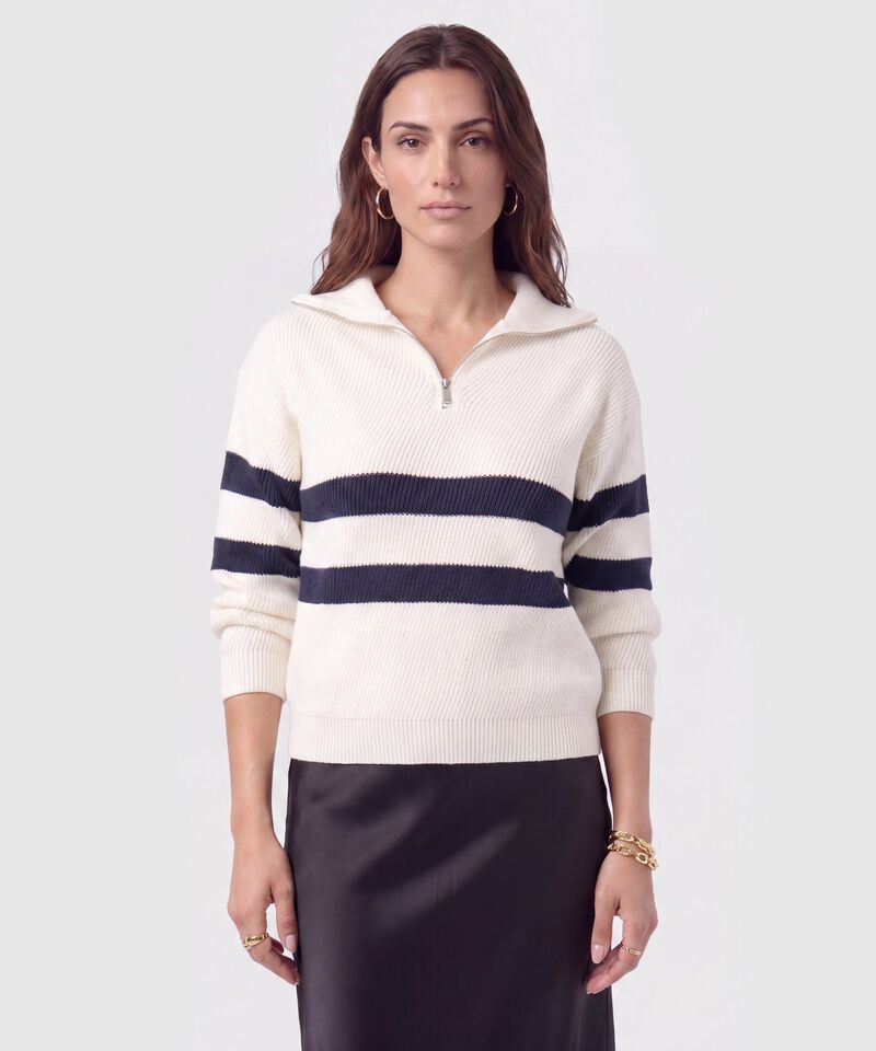 Saco Tejido Cuello Cremallera Para Mujer