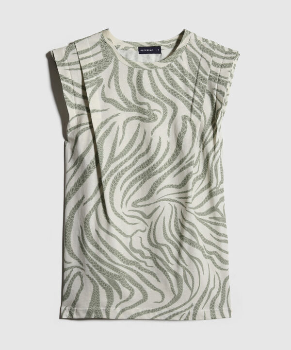 Camiseta Estampada Con Alforzas