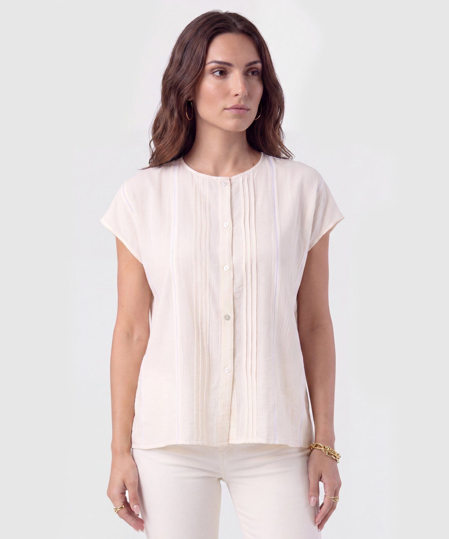 Blusa con Alforzas Frontales para Mujer