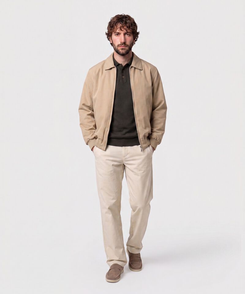 Chaqueta Unicolor Con Cuello Hombre