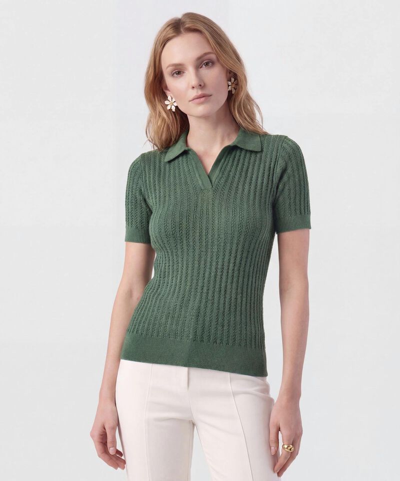 Polo Punto Calado Manga Corta Para Mujer