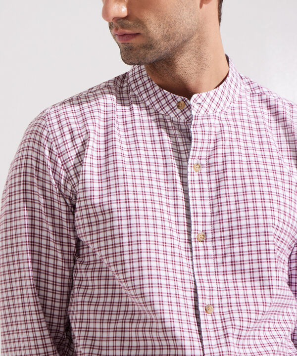 Camisa Estampada con Cuello Mao