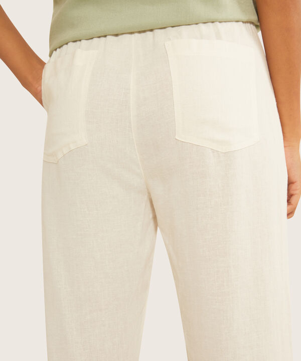 Pantalon Pretina Resortada  En Lino Uniolor