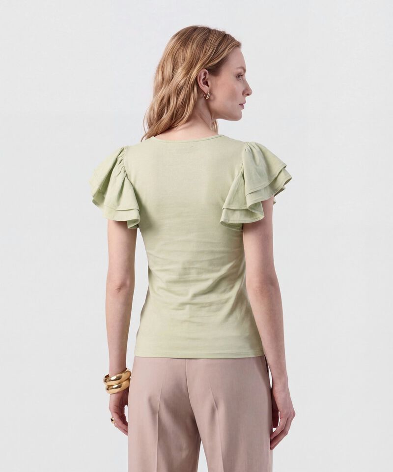 Camiseta Con Mangas De Volantes Para Mujer