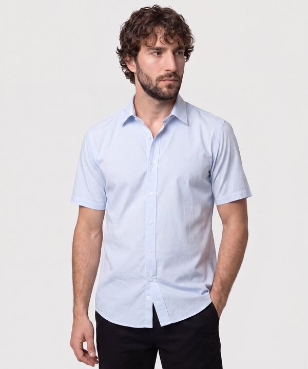 Camisa Manga Corta Con Microtextura Hombre