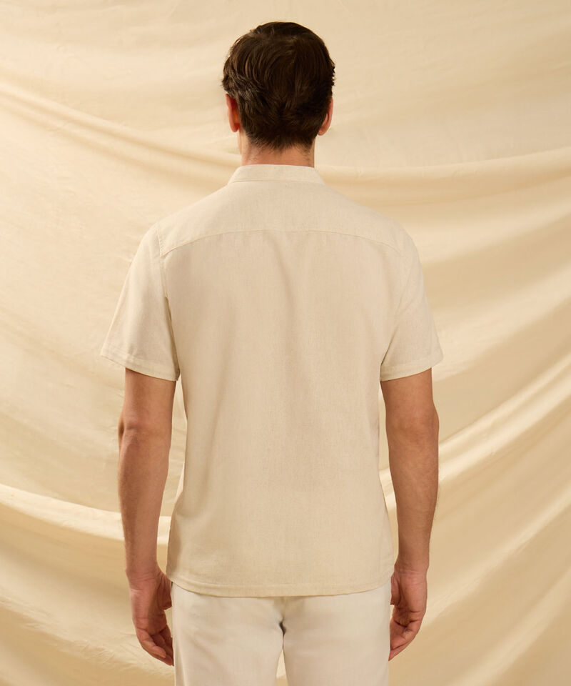 Guayabera de Manga Corta para Hombre con Cuello Mao