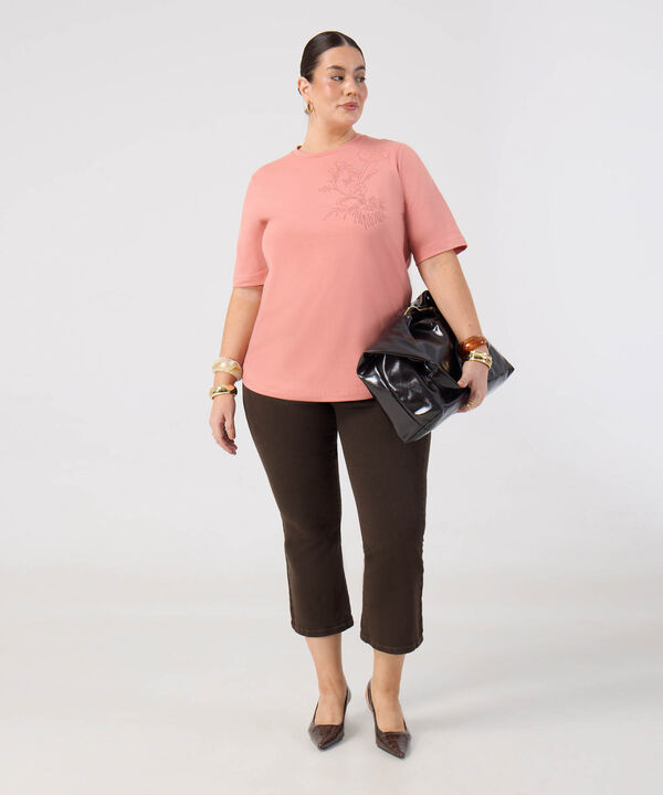 Camiseta De Cuello Redondo Para Mujer Curvy