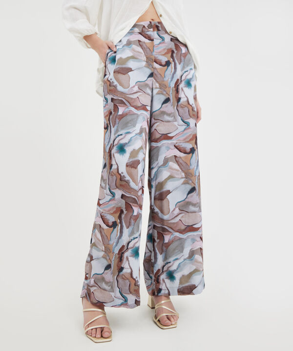 Pantalón Estampado Fluido Bota Amplia