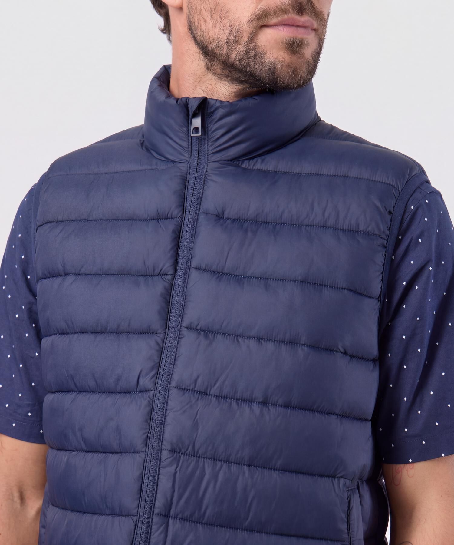 Chaleco Acolchado Cuello Alto Para Hombre