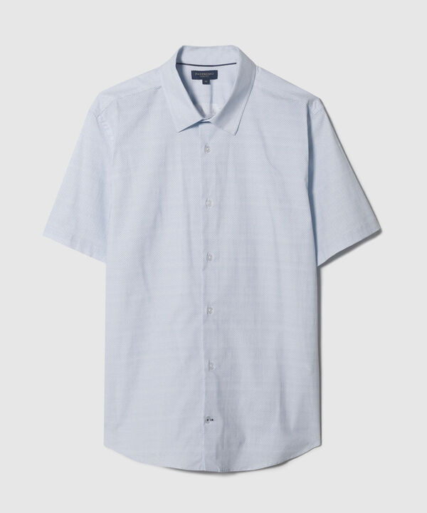 Camisa Estampada Manga Corta, Cuello Formal