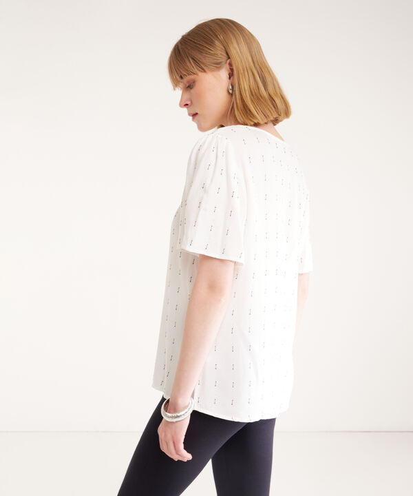 Blusa De Mujer Con Escote V Y Manga Corta Fluida