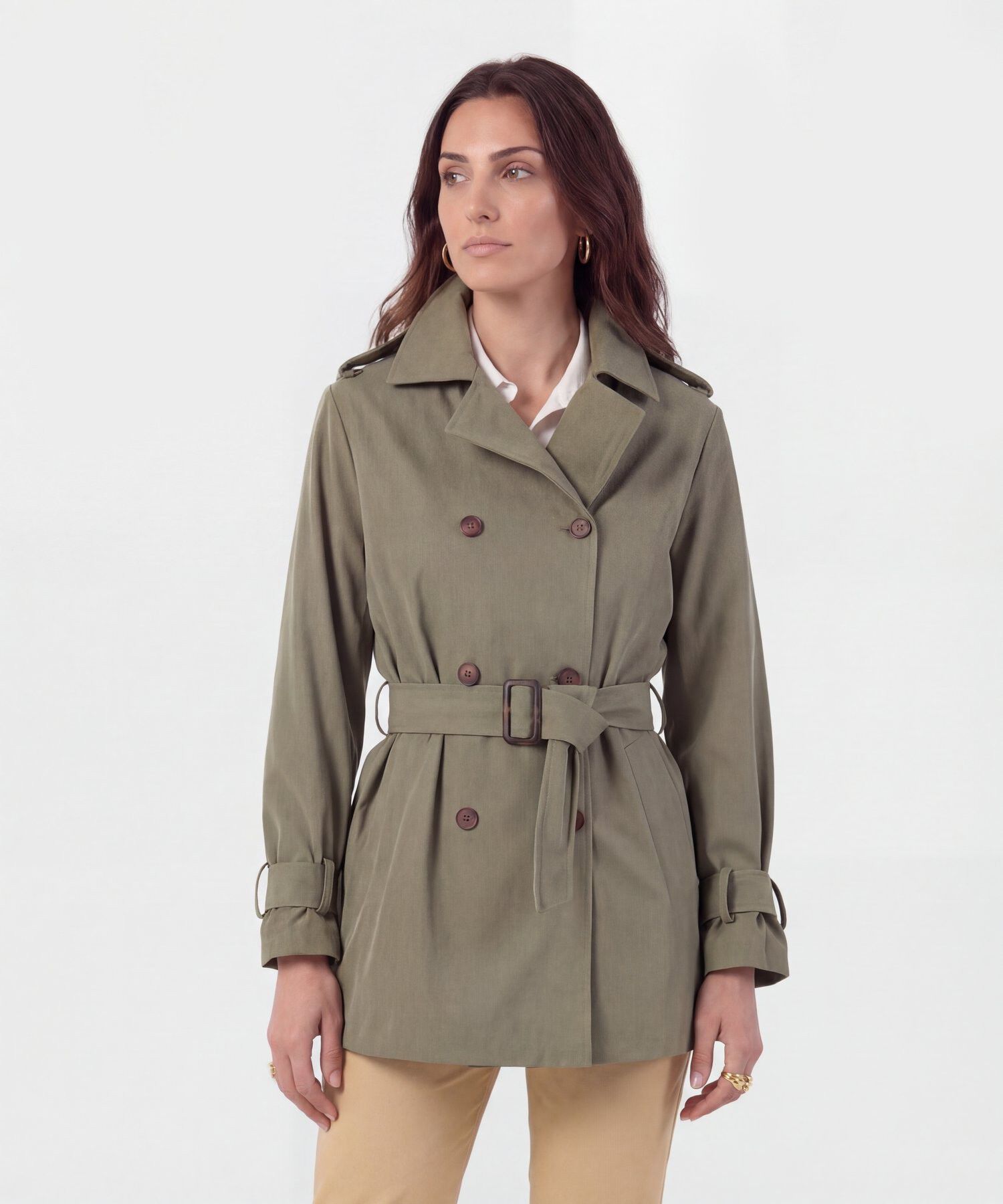 Chaqueta Trench Con Cintur&oacute;n Para Mujer