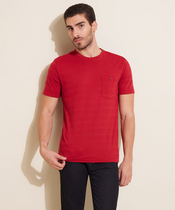 Camiseta Unicolor, Cuello Redondo Con  Bolsillo De Parche image number null