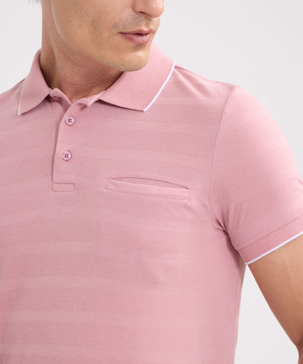 Polo Unicolor Cuello Tejido Con Bolsillo image number null