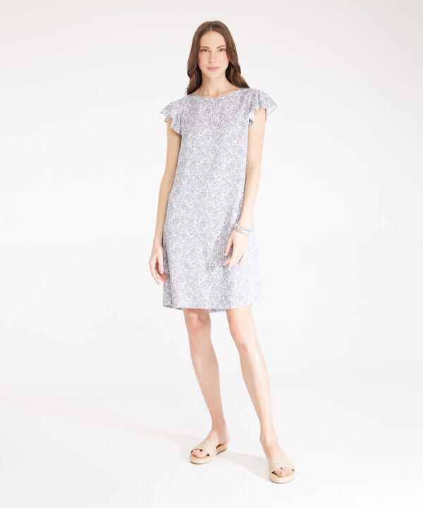 Vestido Estampado Manga Corta Con Vuelo