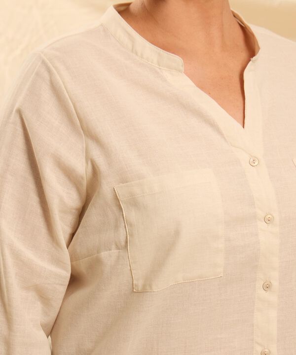 Blusa Unicolor Con Bolsillos Para Mujer Curvy