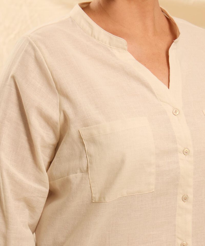 Blusa Unicolor Con Bolsillos Para Mujer Curvy