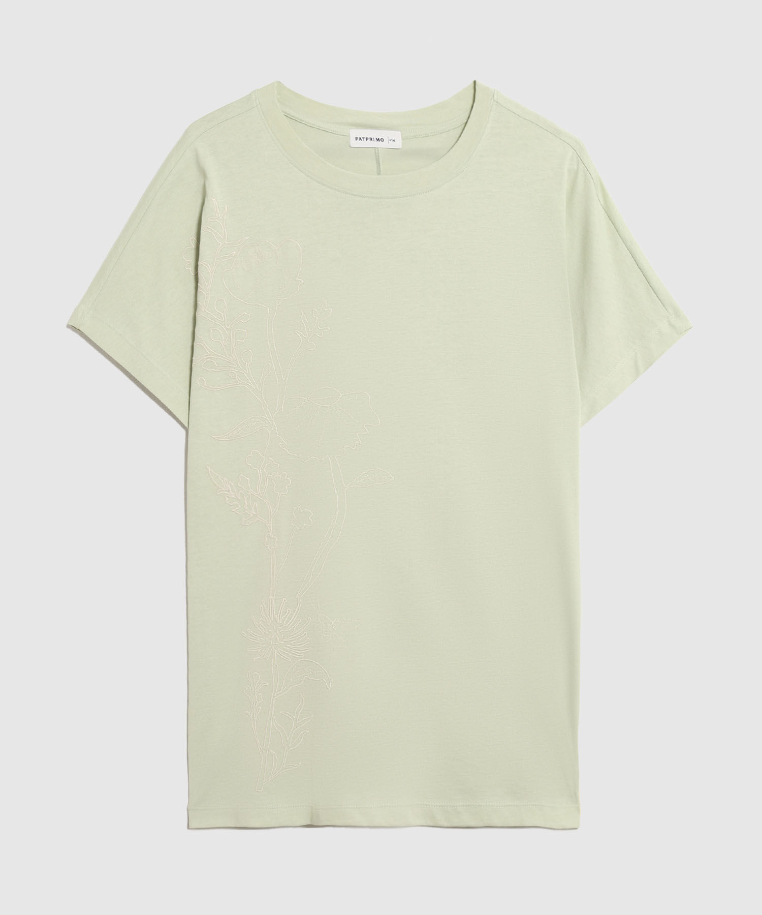 Camiseta Unicolor con Bordado Bot&aacute;nico para Mujer Curvy