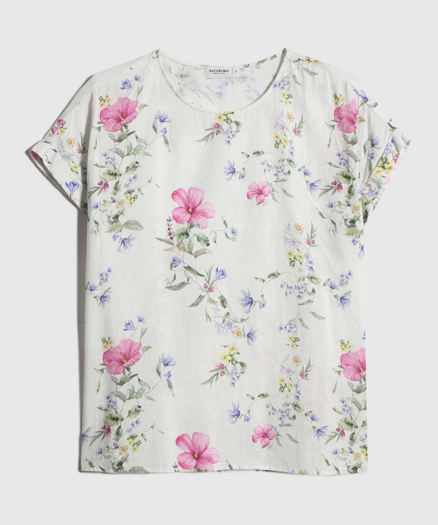 Blusa Estampada en Efecto Lino