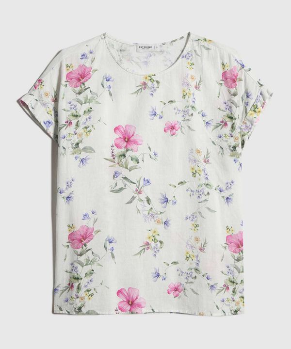 Blusa Estampada en Efecto Lino