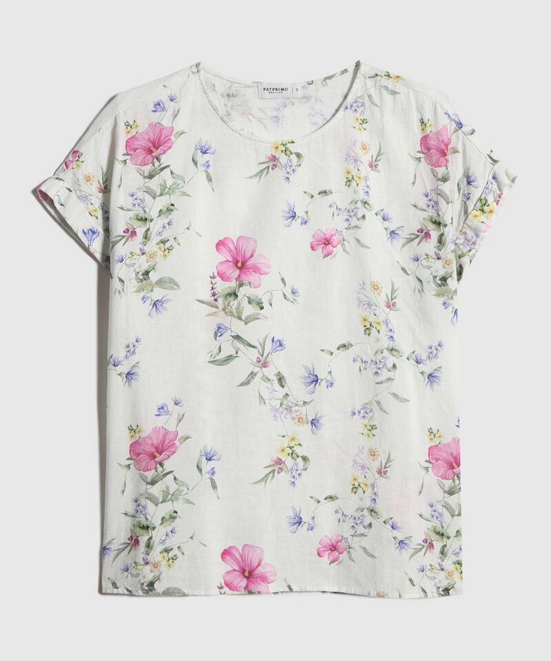 Blusa Estampada en Efecto Lino