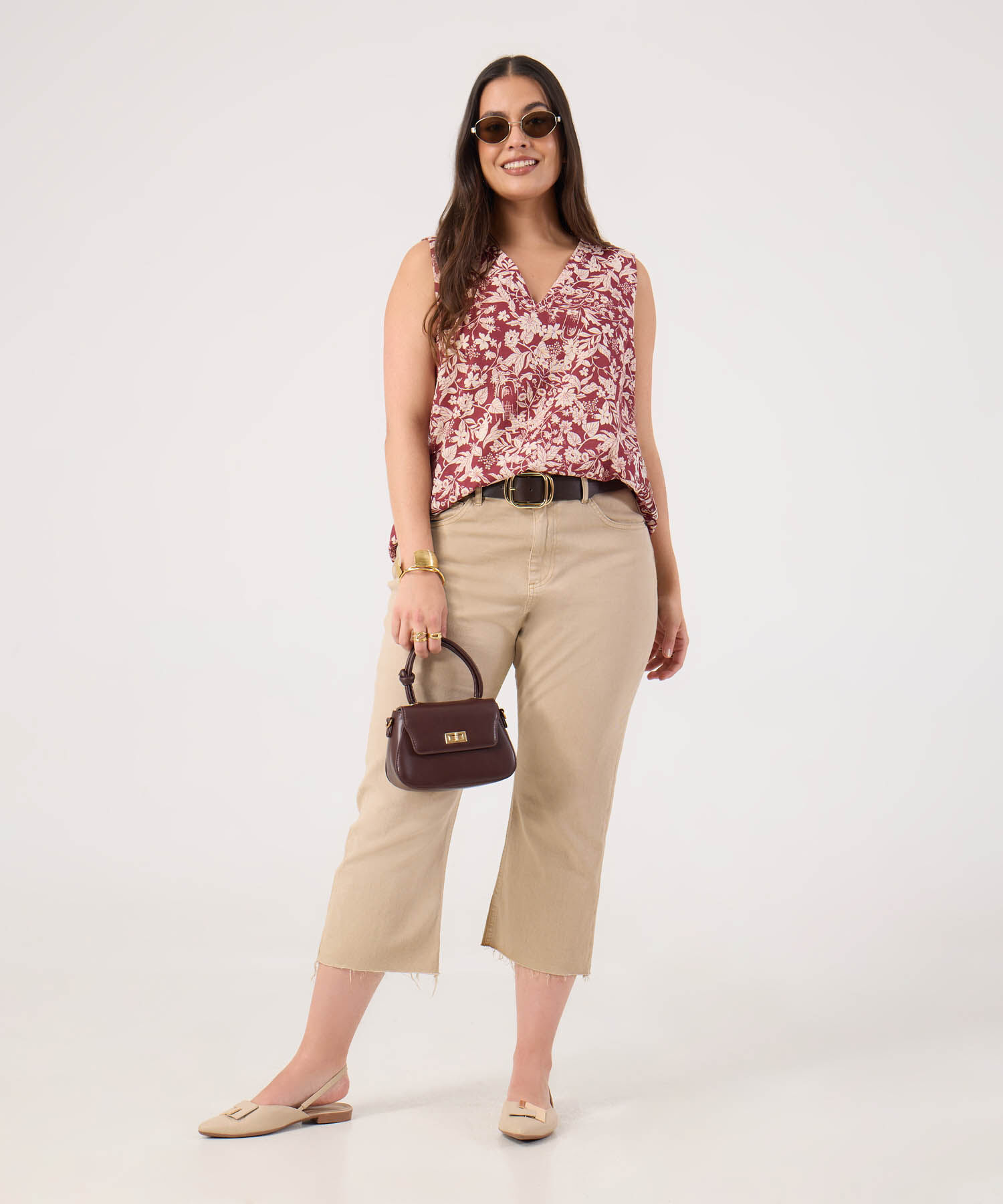 Blusa Estampada Manga Sisa Para Mujer Curvy