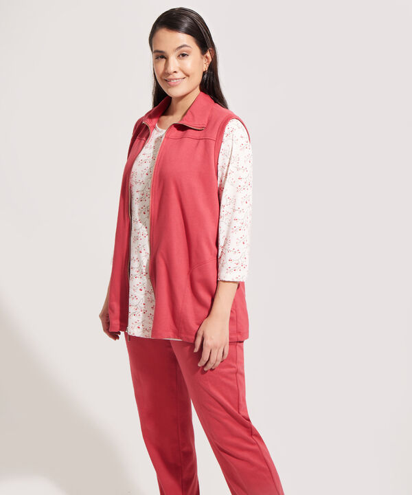 Sudadera Unicolor Con Bolsillos En Chaleco Camiseta Estampada