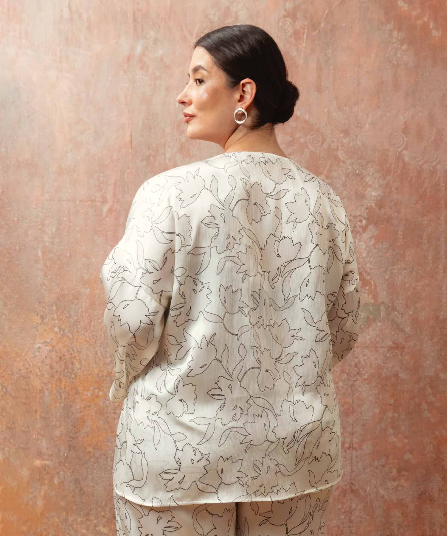 Blusa Estampada Manga 3/4 