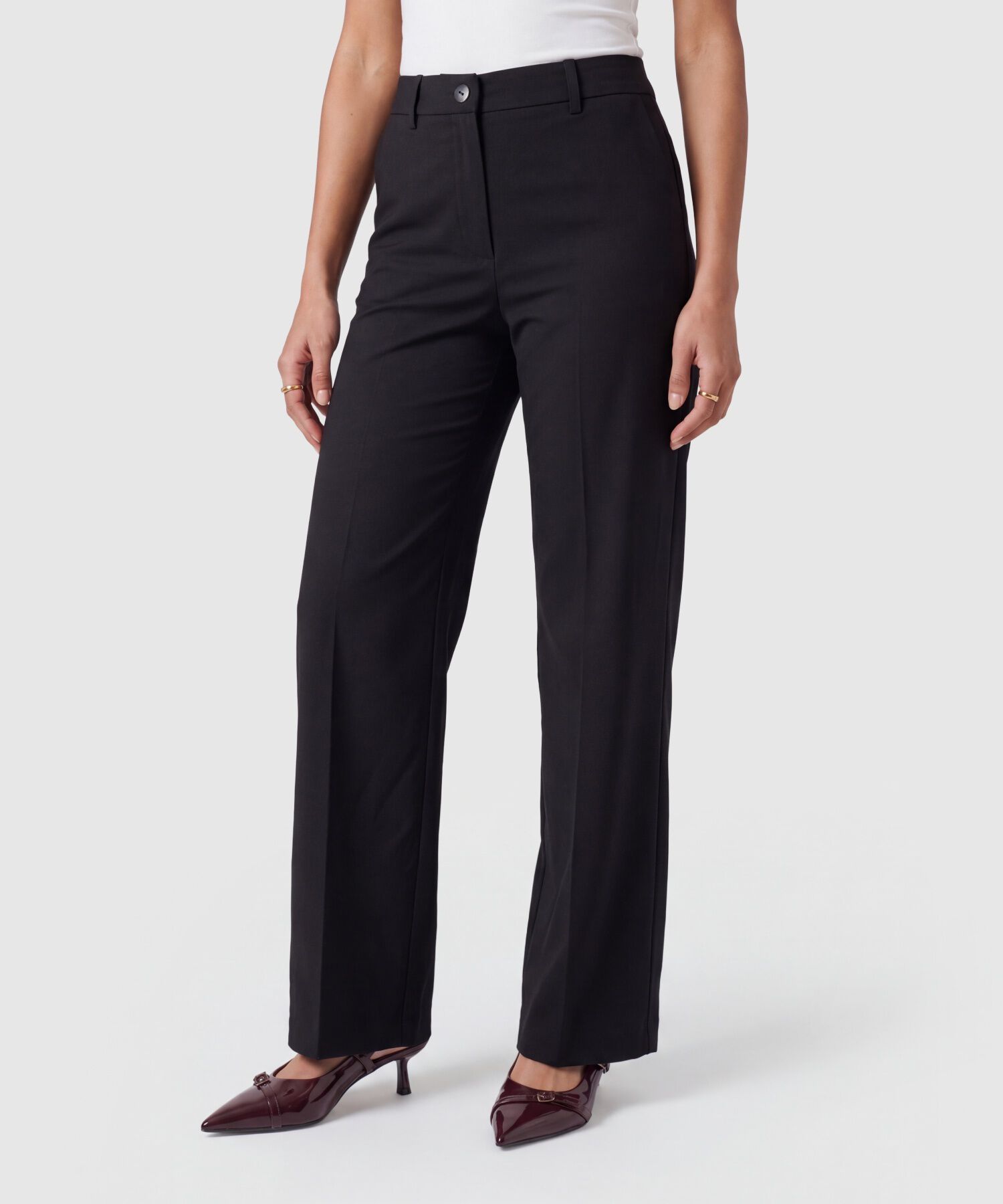 Pantal&oacute;n Bota Ancha Tiro Alto Para Mujer