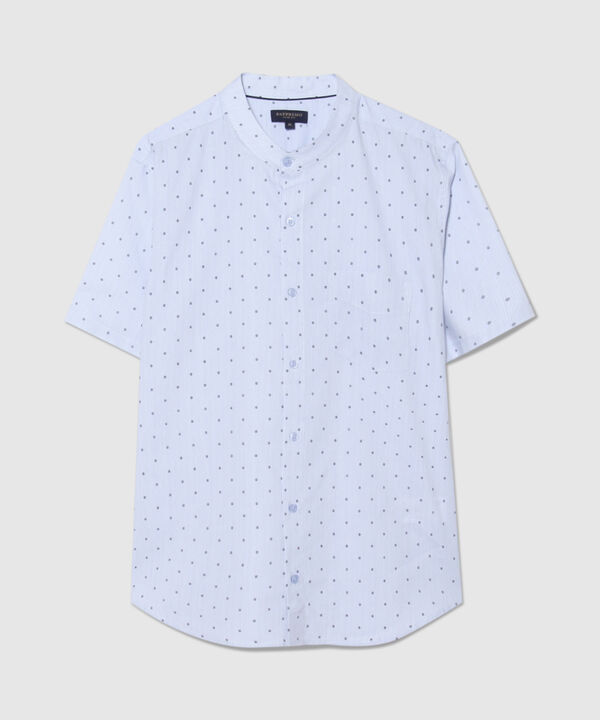 Camisa Estampada con Cuello Mao