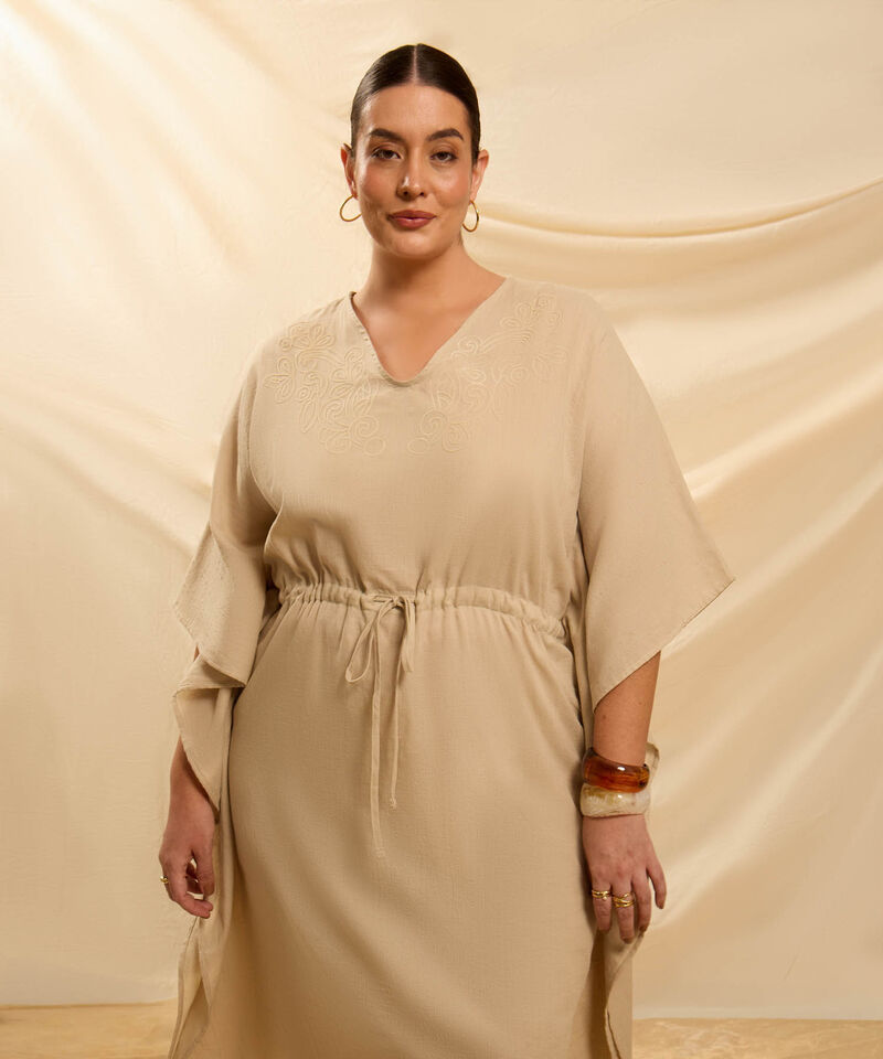 Vestido Kaftan con Bordado y Jareta Para Mujer Curvy