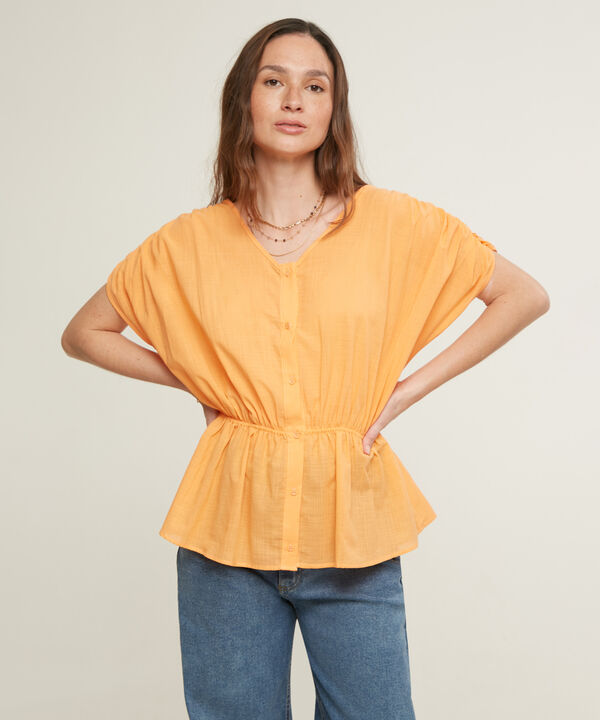 Blusa Manga Corta Con Elástico En Cintura image number null