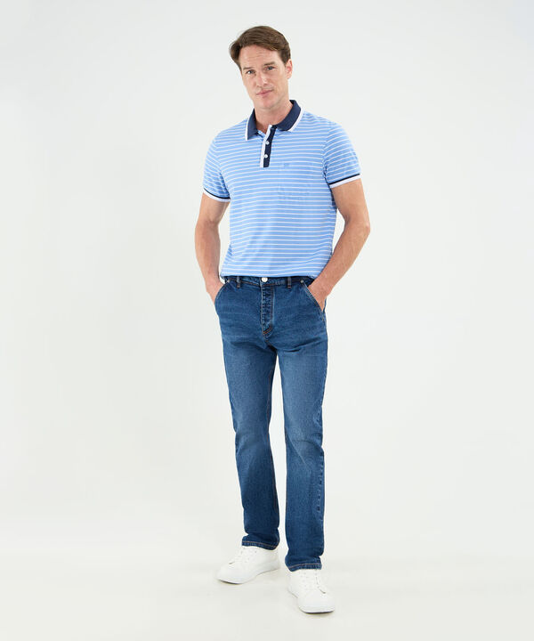 Polo Cuello Y Puños Tejidos Preteñida Con Bolsillo Para Hombre image number null