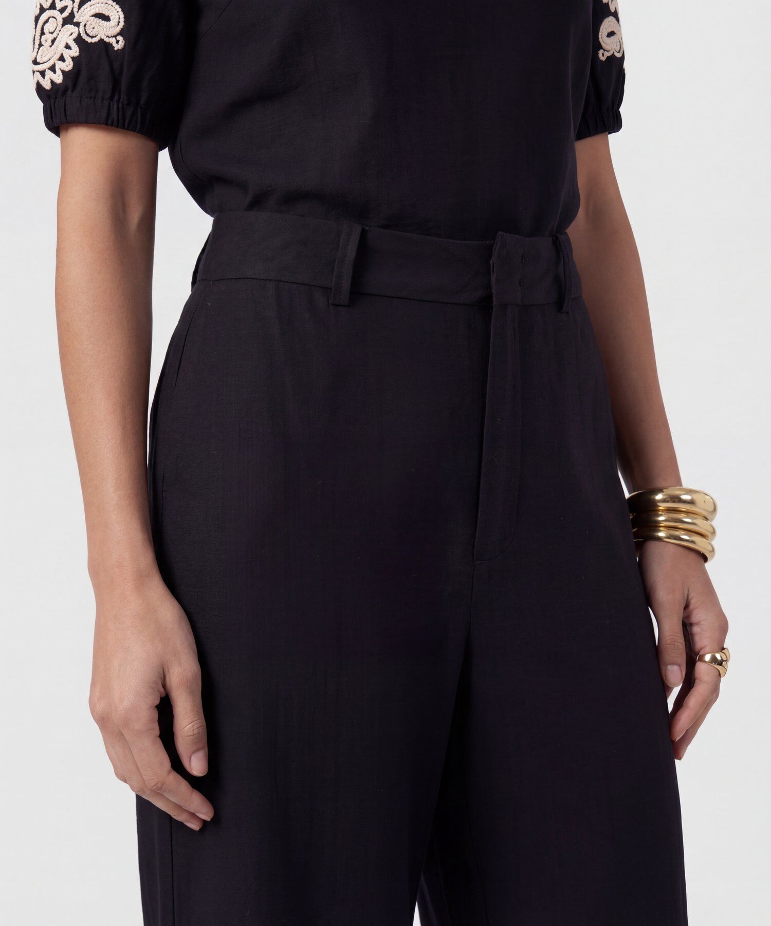 Pantal&oacute;n Fluido Con Bordado Para Mujer