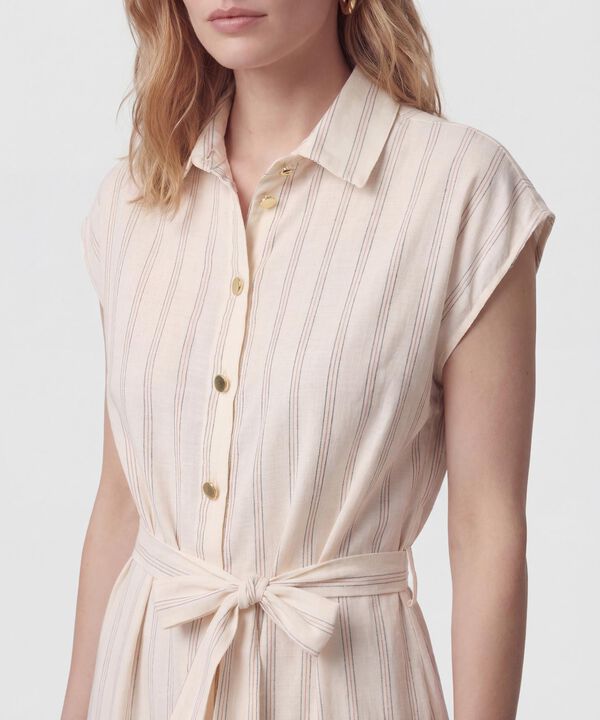 Vestido Midi Camisero Con Lazo Mujer