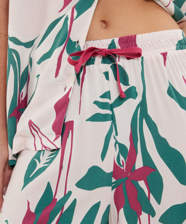 Pijama Camisa Resort, Pantalon Largo Estampado