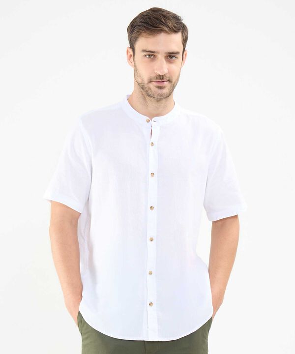 Camisa Cuello Mao en Efecto Lino image number null
