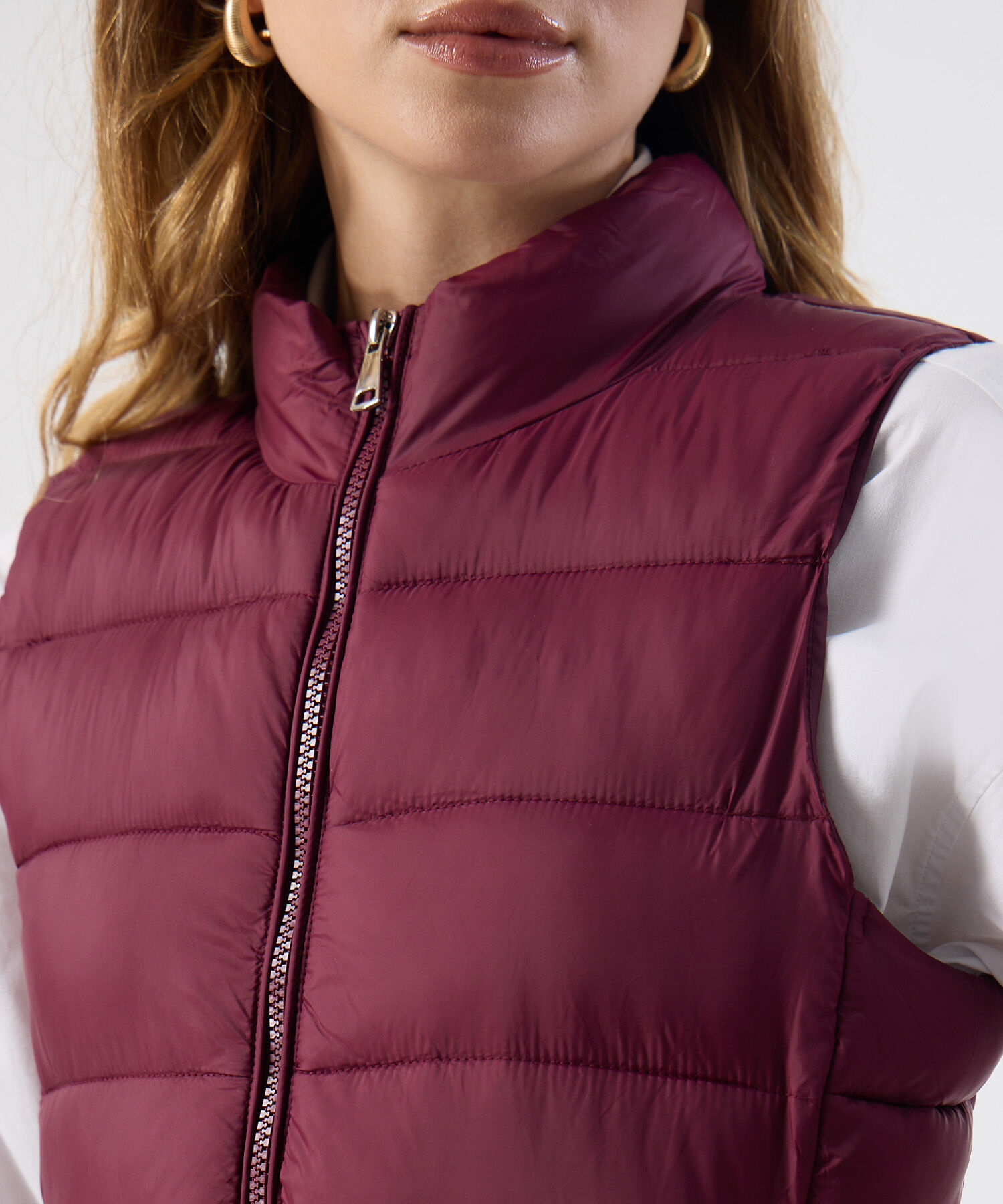 Chaleco Mujer Acolchado Cuello Alto Cremallera