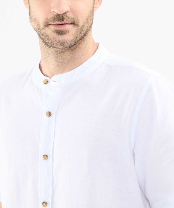 Camisa Cuello Mao en Efecto Lino image number null