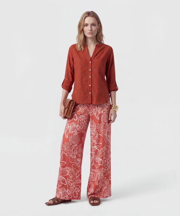 Pantal&oacute;n Fluido Estampado Para Mujer