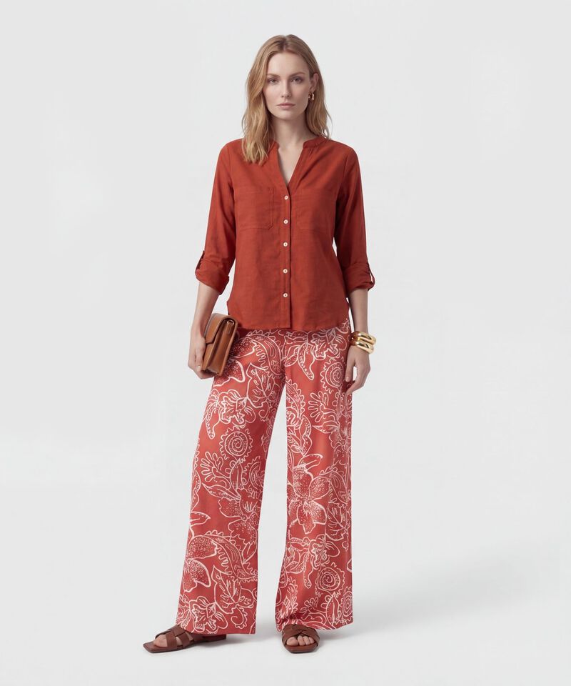 Pantal&oacute;n Fluido Estampado Para Mujer