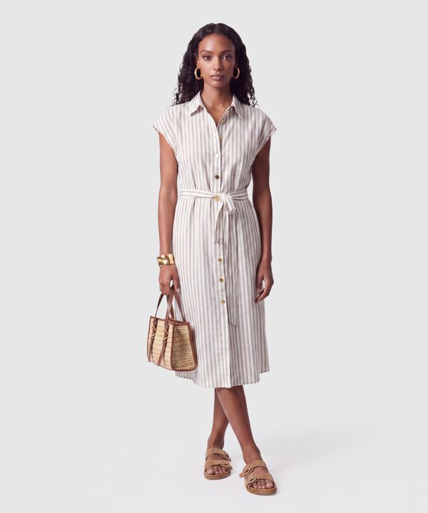 Vestido Camisero Midi Con Cintur&oacute;n Mujer image number null