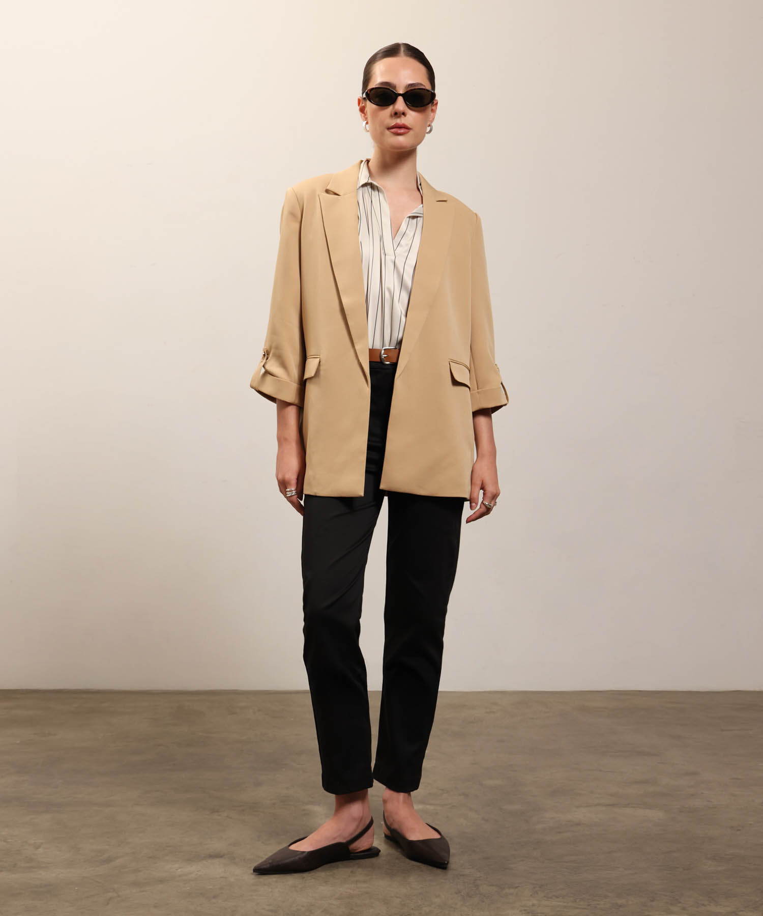 Blazer Unicolor Con Solapa