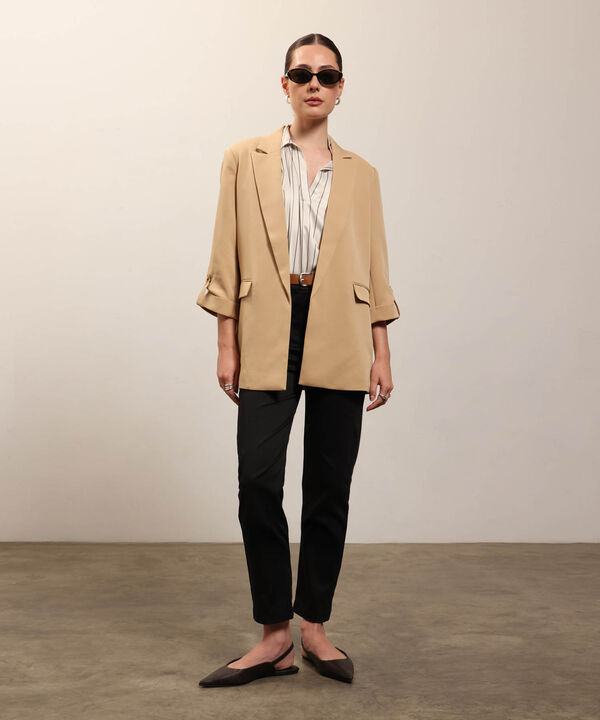 Blazer Unicolor Con Solapa