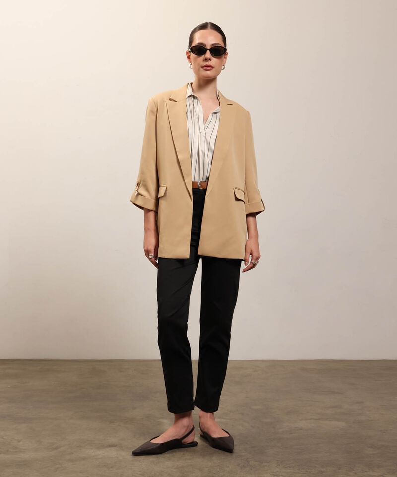 Blazer Unicolor Con Solapa