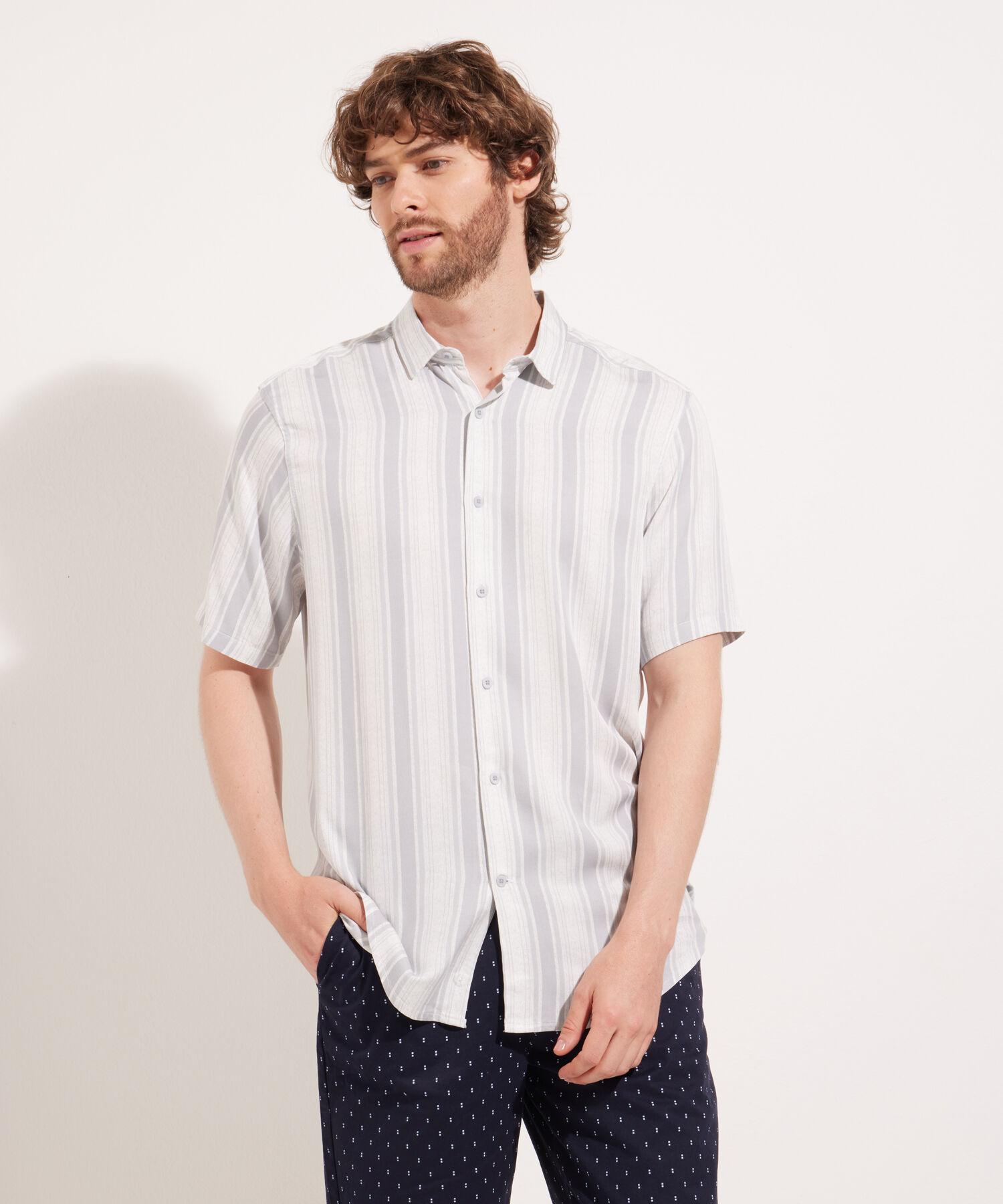 Camisa Manga Corta Estampada En Viscosa