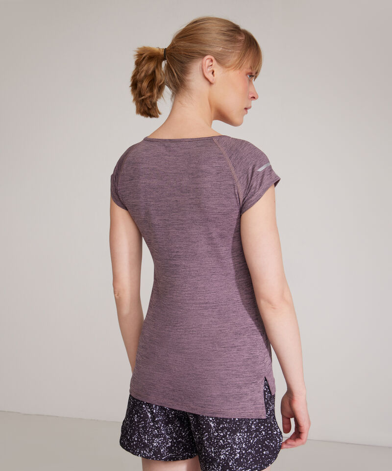 Camiseta Para Mujer, Cuello En V, Manga Corta, Tejido Jaspeado