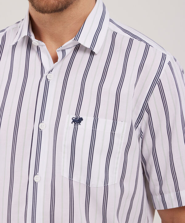 Camisa Manga Corta Estampada Con Bolsillo Blanco image number null